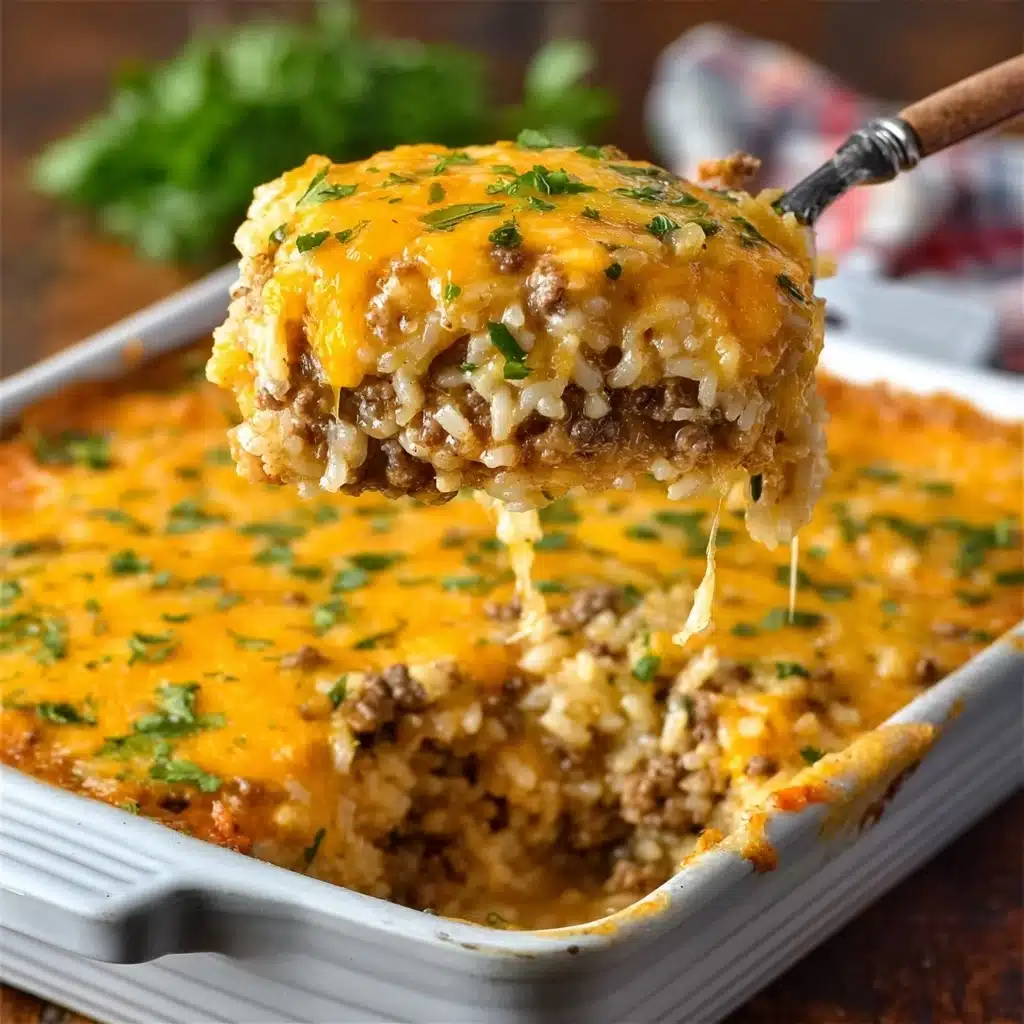 Cheesy Ground Beef Rice Casserole Recipe - Recipe Image