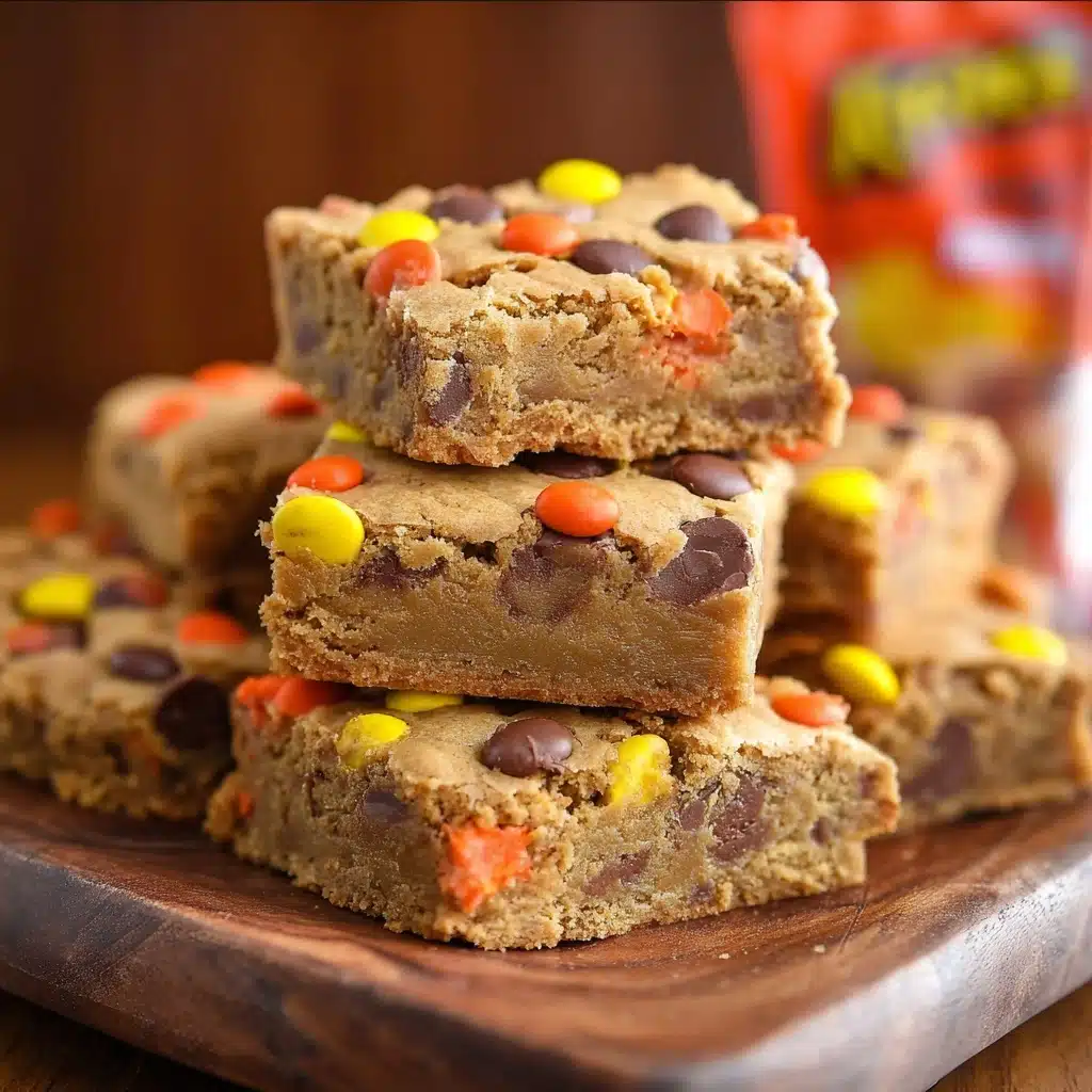 Chewy REESE’s PIECES Peanut Butter Brownies Recipe - Recipe Image