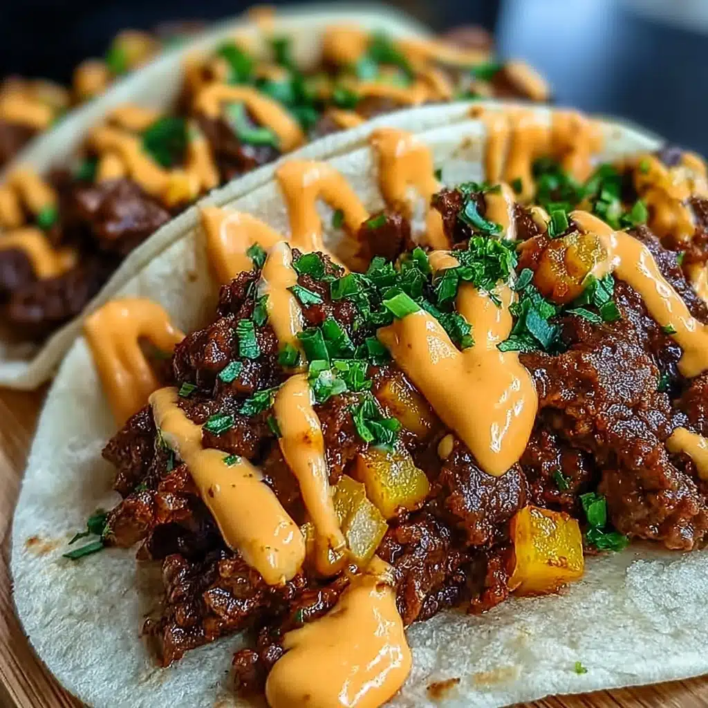 Garlic Butter Honey BBQ Beef Tacos Recipe - Recipe Image