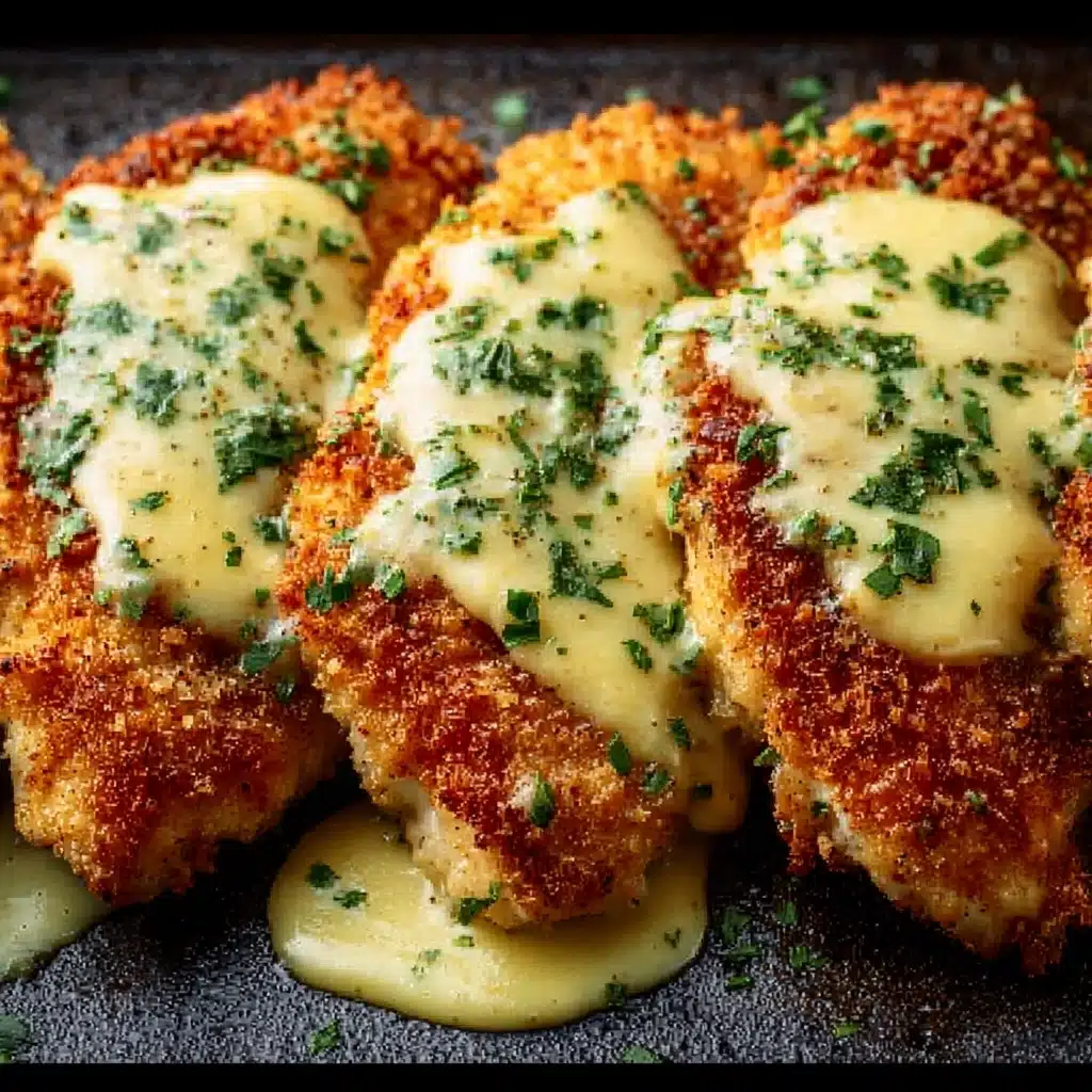 Parmesan Crusted Chicken with Creamy Garlic Sauce Recipe - Recipe Image