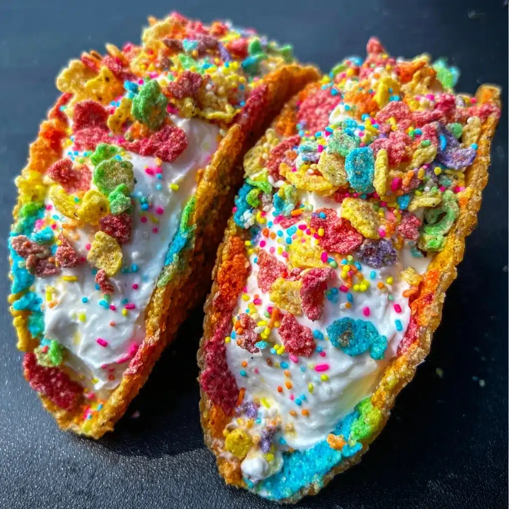 Fruity Pebbles Cheesecake Tacos Recipe - Recipe Image
