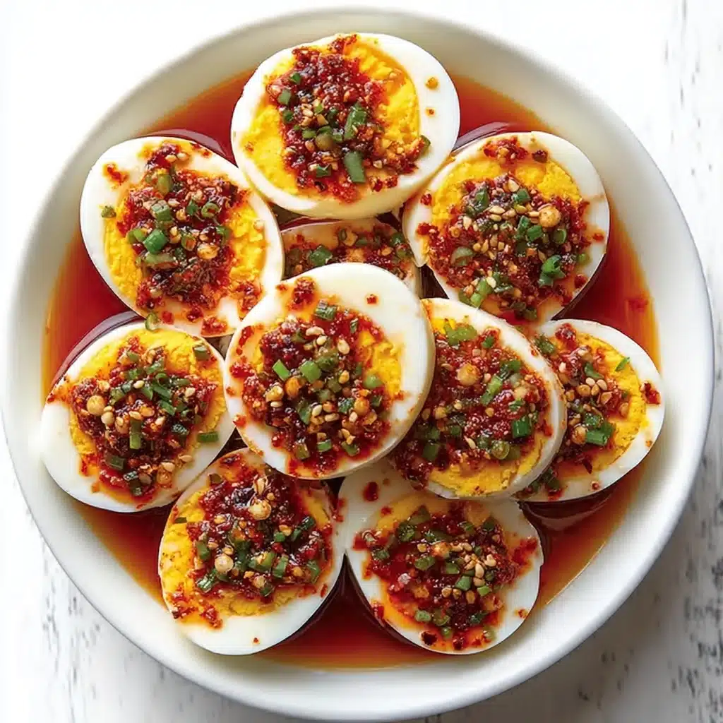 Spicy Chili Garlic Deviled Eggs Recipe - Recipe Image
