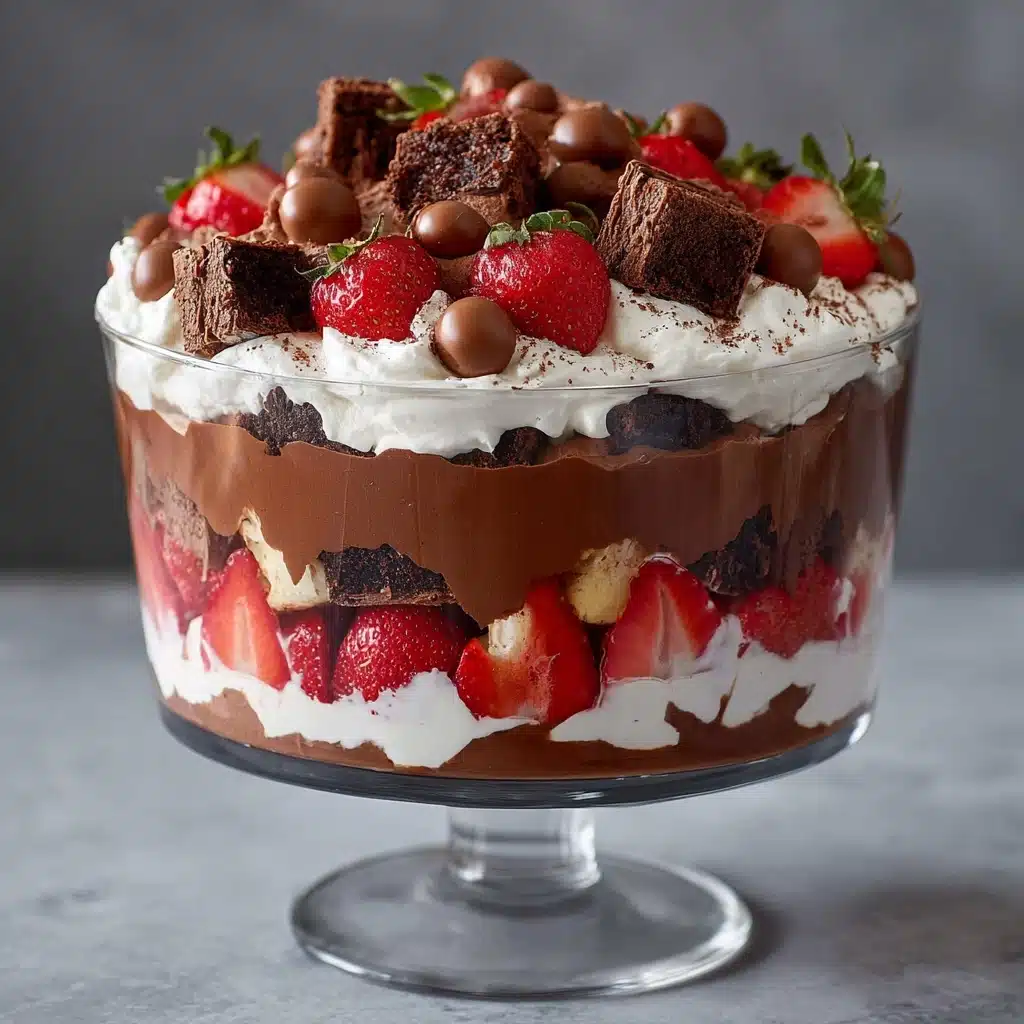 Strawberry Chocolate Brownie Trifle Recipe - Recipe Image