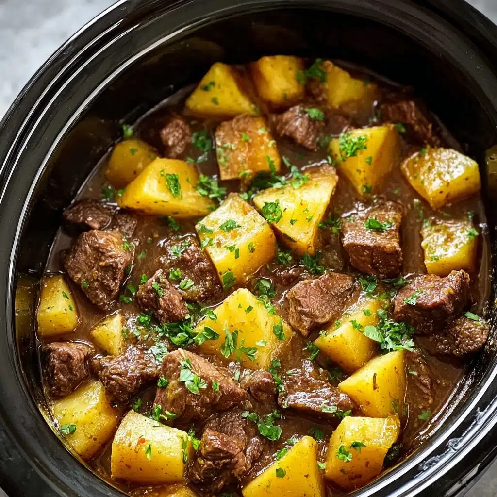 Slow Cooker Steak and Cheddar Potato Casserole Recipe - Recipe Image