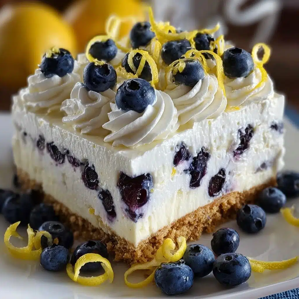 No-Bake Lemon dazzling Blueberry cream Cake Recipe - Recipe Image