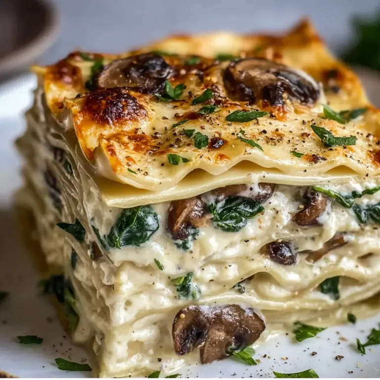 White Lasagna Recipe with Spinach and Mushrooms Recipe