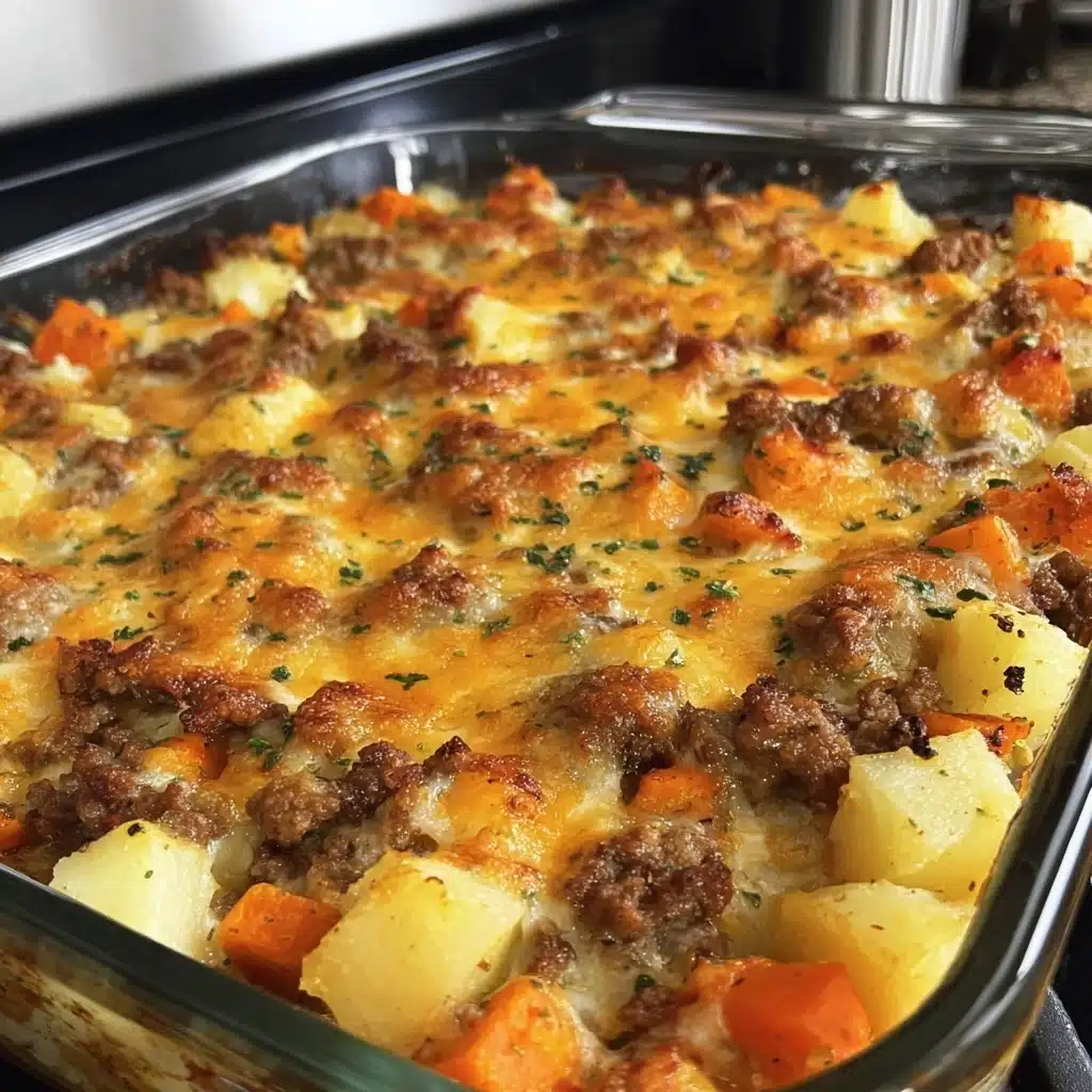 Amish Hamburger with Fall Veggies Bake Recipe - Recipe Image
