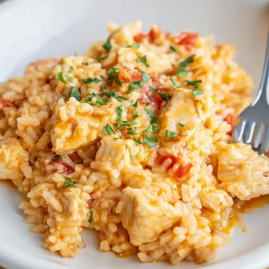Easy One Pot Queso Chicken and Rice Recipe - Recipe Image