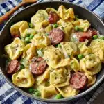 Easy One Pot Creamy Kielbasa Tortellini Skillet Recipe