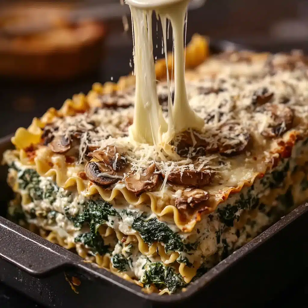 White Lasagna Recipe with Spinach and Mushrooms Recipe - Recipe Image