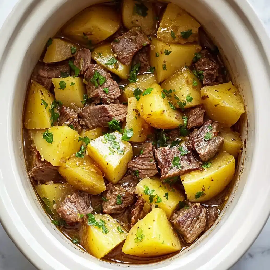 Slow Cooker Steak and Cheddar Potato Casserole Recipe - Recipe Image