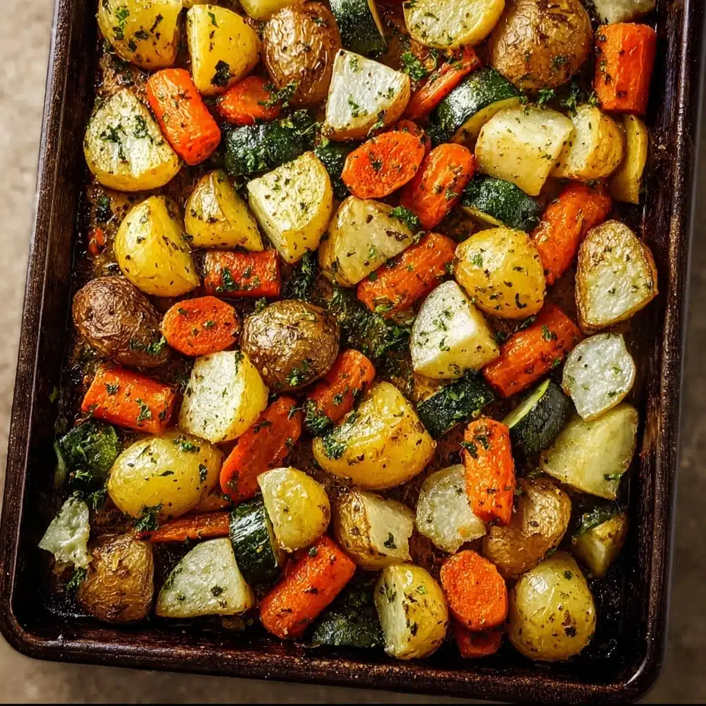 Garlic Herb Roasted Potatoes Carrots and Zucchini Recipe