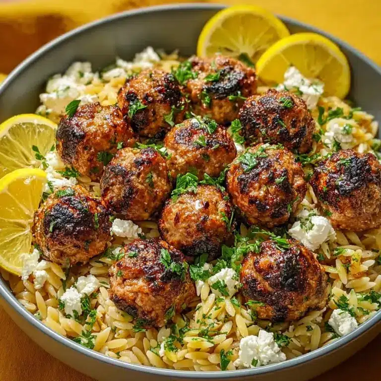 Greek Chicken Meatballs with Lemon Orzo Recipe