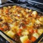 Amish Hamburger with Fall Veggies Bake Recipe