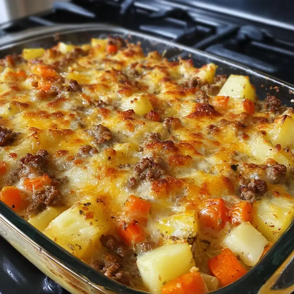 Amish Hamburger with Fall Veggies Bake Recipe