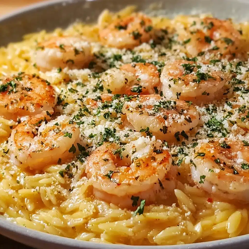 One Pan Parmesan Orzo with Shrimp Recipe - Recipe Image