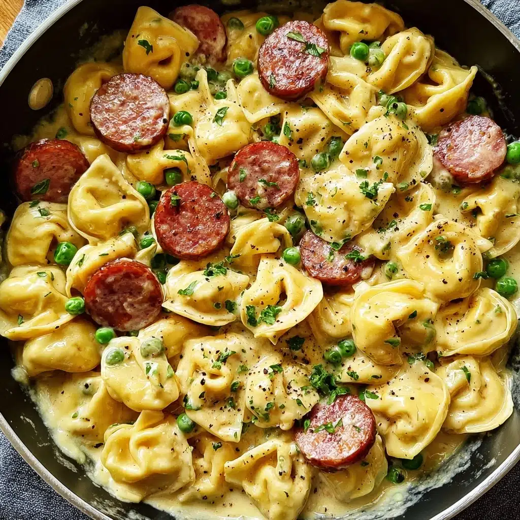 Easy One Pot Creamy Kielbasa Tortellini Skillet Recipe - Recipe Image