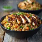 High Protein Crispy Garlic Chicken Fried Rice Recipe