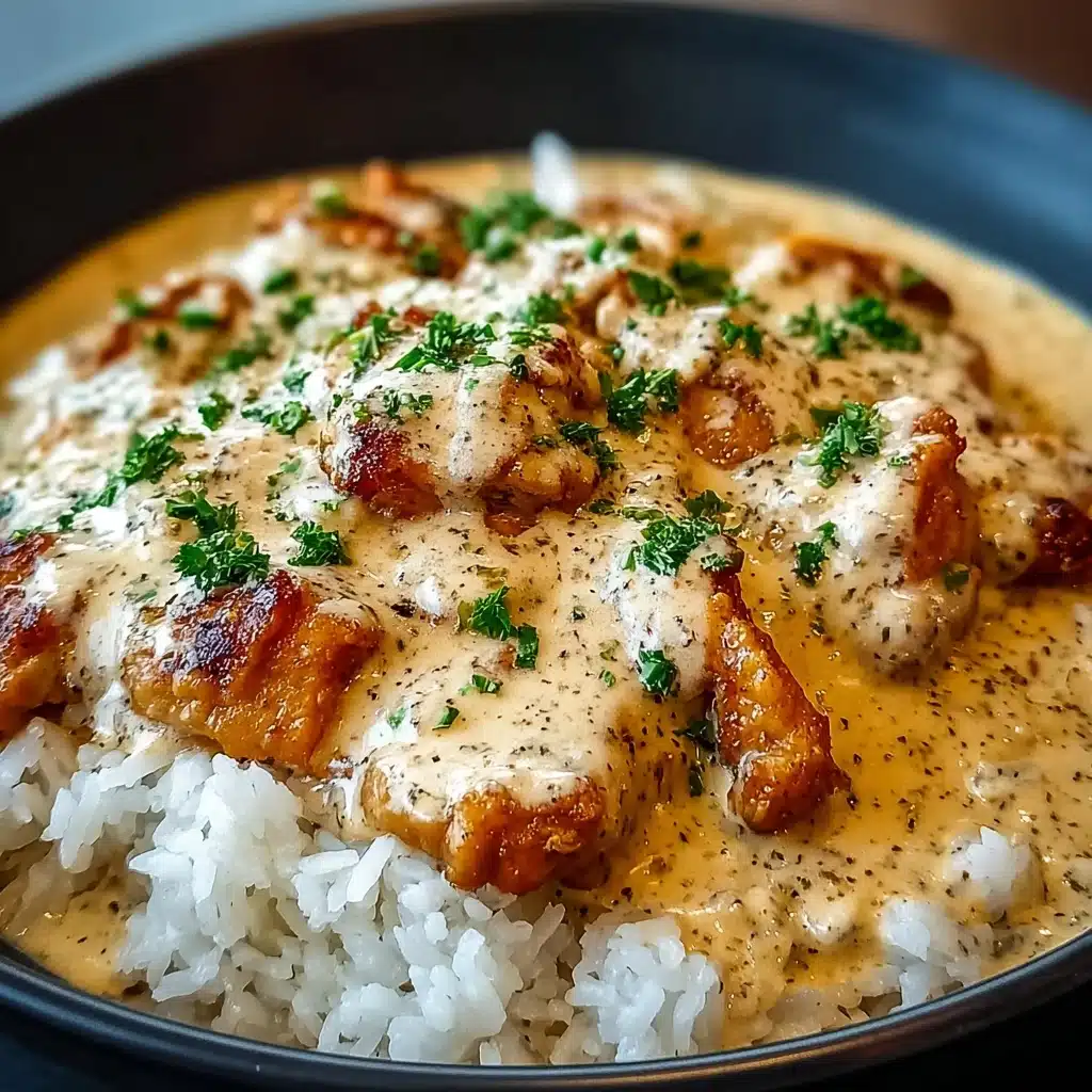 Creamy Smothered Chicken Rice Recipe - Recipe Image