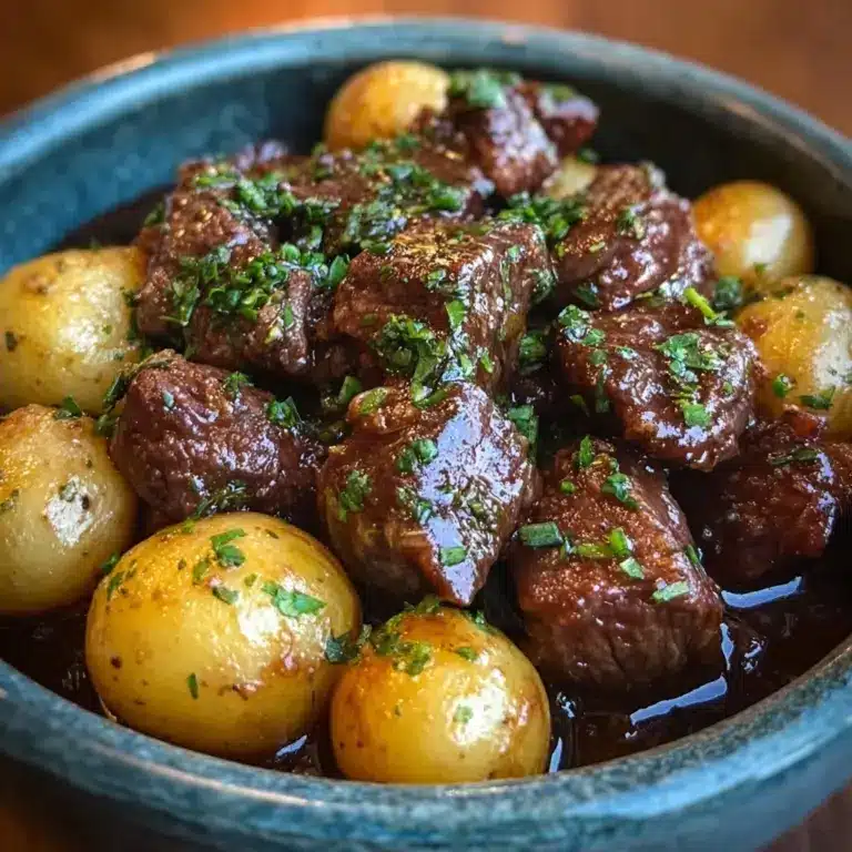 Garlic Butter Beef Bites & Potatoes make a perfect dinner Recipe