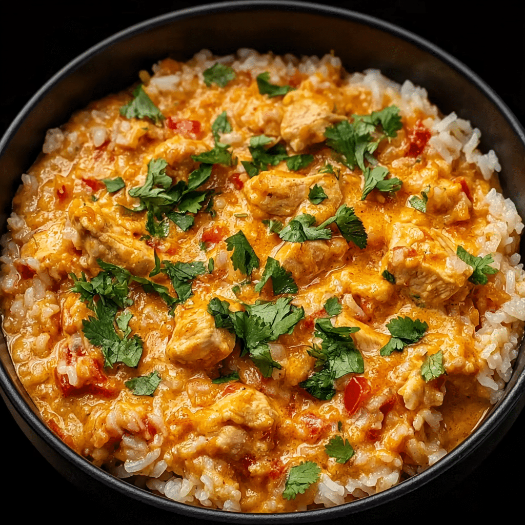 One Pot Queso Chicken and Rice : Easy Comfort Food Recipe - Recipe Image