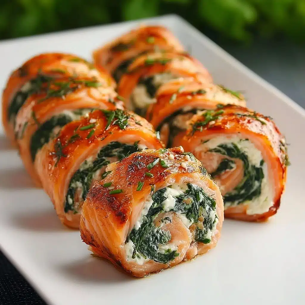 Spinach & Feta Stuffed Salmon Pinwheels Recipe