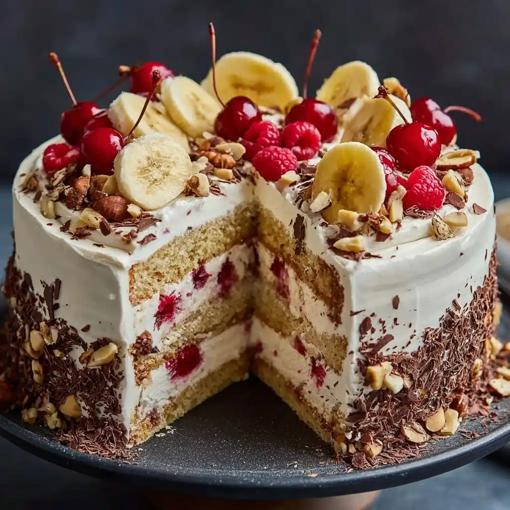 Easy Layered No-Bake Banana Split Cake with Graham Crust Recipe