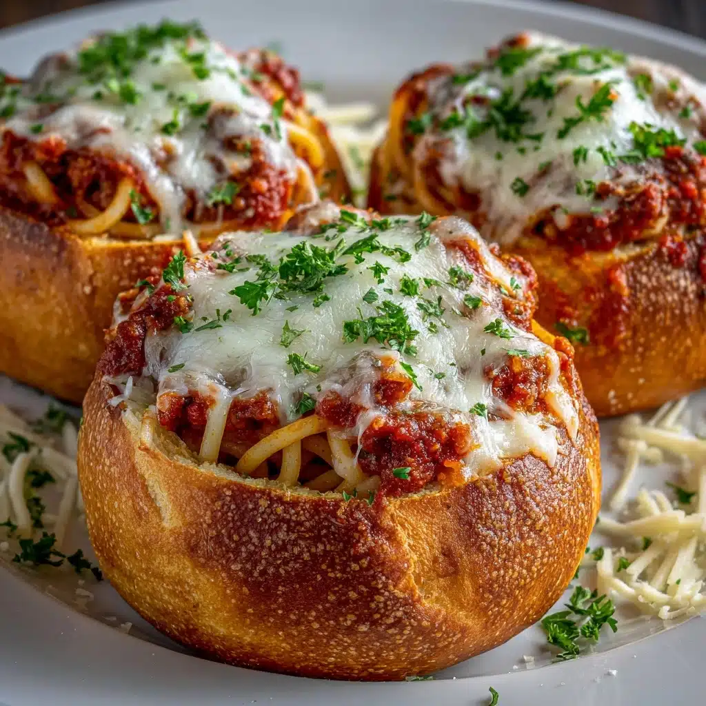 Spaghetti Garlic Bread Bowls Recipe - Recipe Image