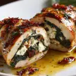 Rolled Up Chicken with Feta, Spinach, and Sun-Dried Tomatoes