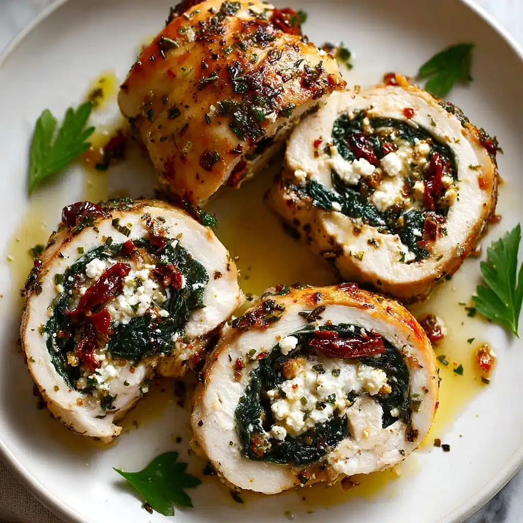 Rolled Up Chicken with Feta, Spinach, and Sun-Dried Tomatoes   - Recipe Image