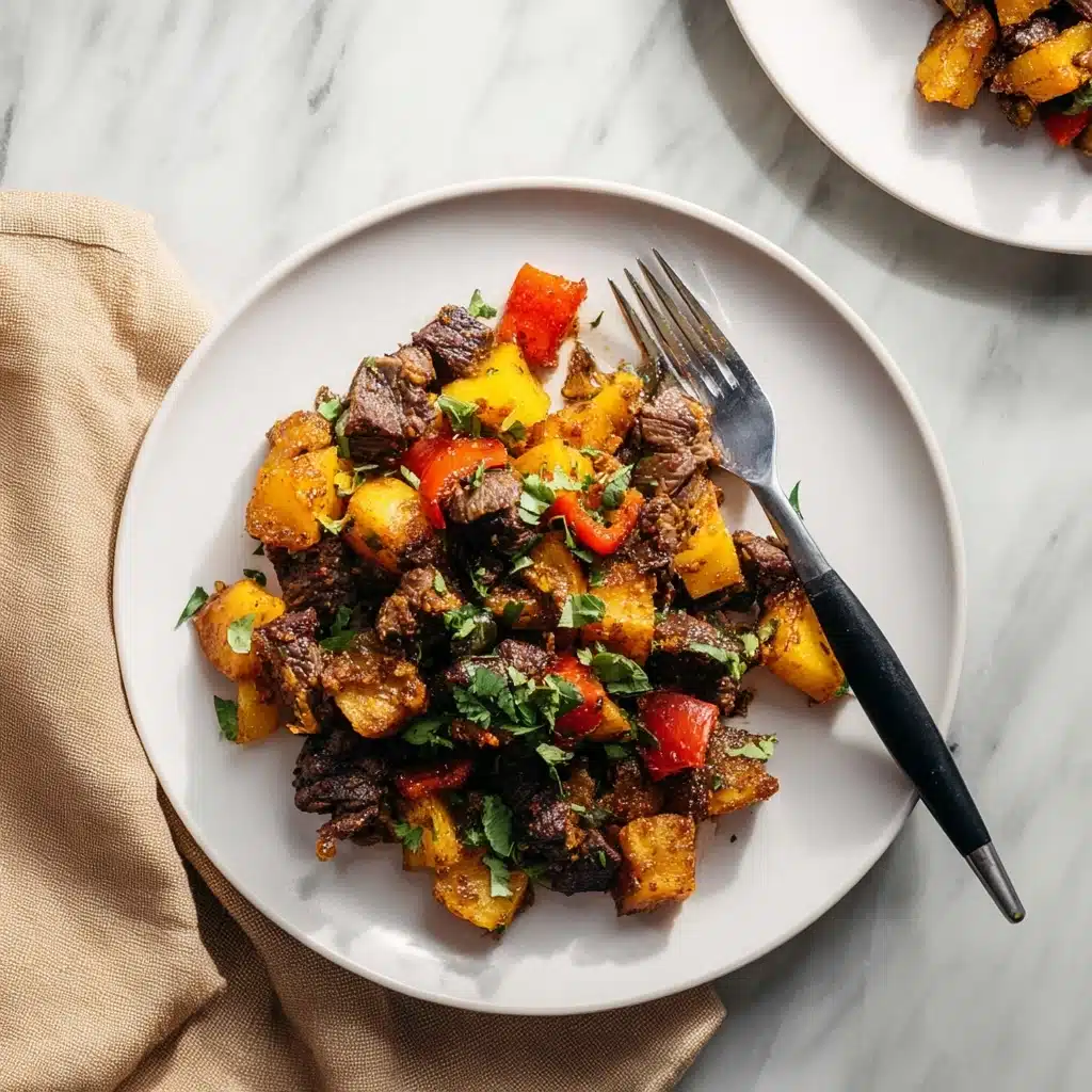 Steak Bites with Sweet Potatoes and Peppers Recipe - Recipe Image