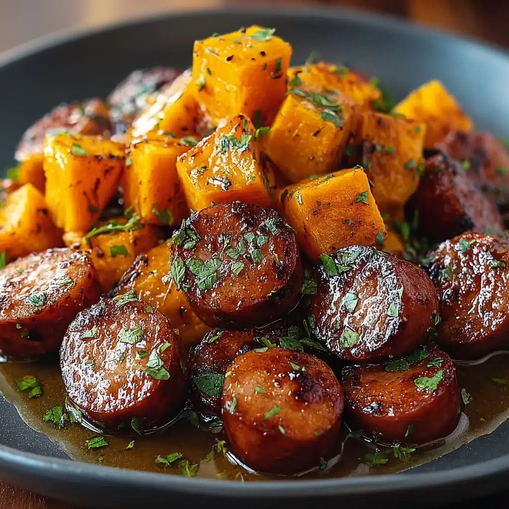 Sausage and Sweet Potatoes with Honey Garlic Sauce Recipe - Recipe Image
