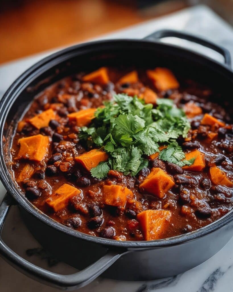Sweet Potato and Black Bean Vegetarian Crock Pot Chili Recipe