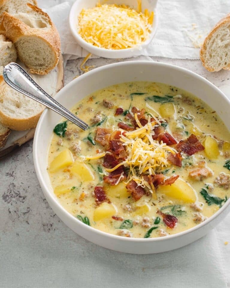 Hearty Tuscan Potato Soup with Sausage, Spinach, and Cream Recipe