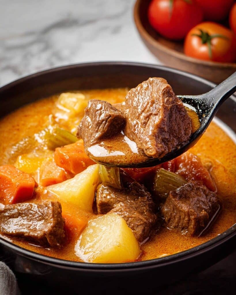 Hearty Beef Shank Stew with Vegetables and Savory Broth Recipe