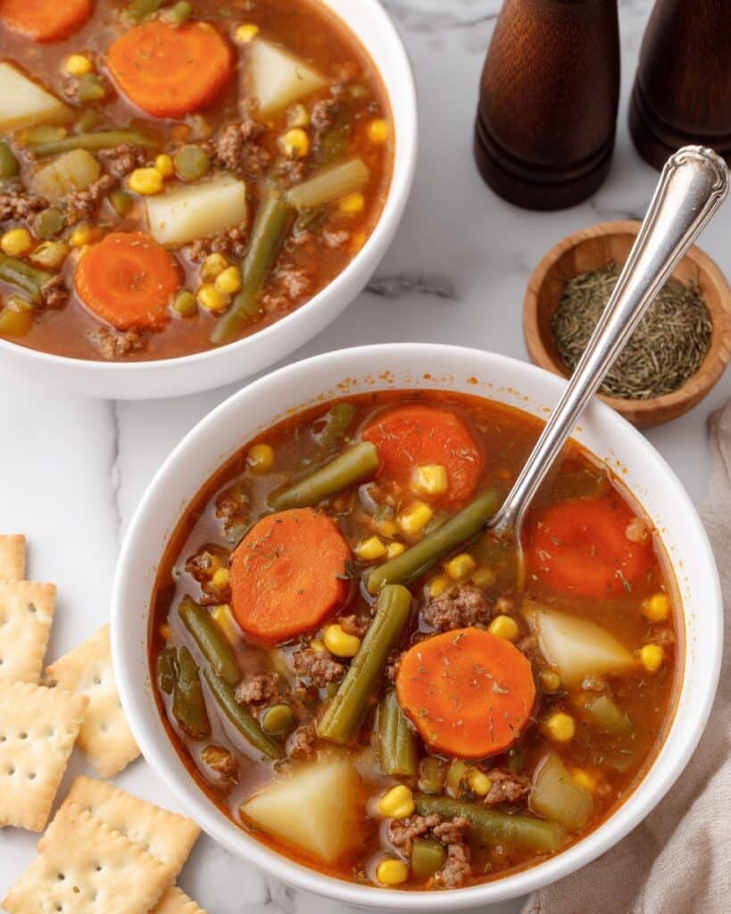 Easy 30 Minute Hamburger Vegetable Soup Recipe
