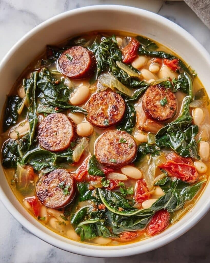 Swiss Chard Soup with Sausage and Beans Recipe