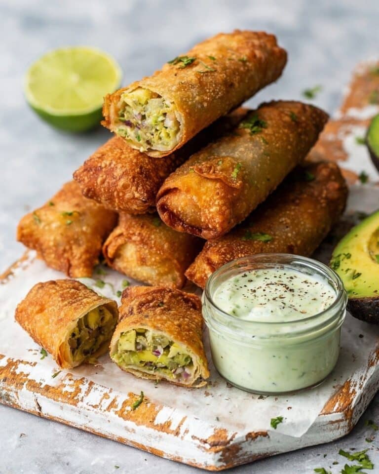Crispy & Cheesy Elote Egg Rolls with Avocado Sauce Recipe