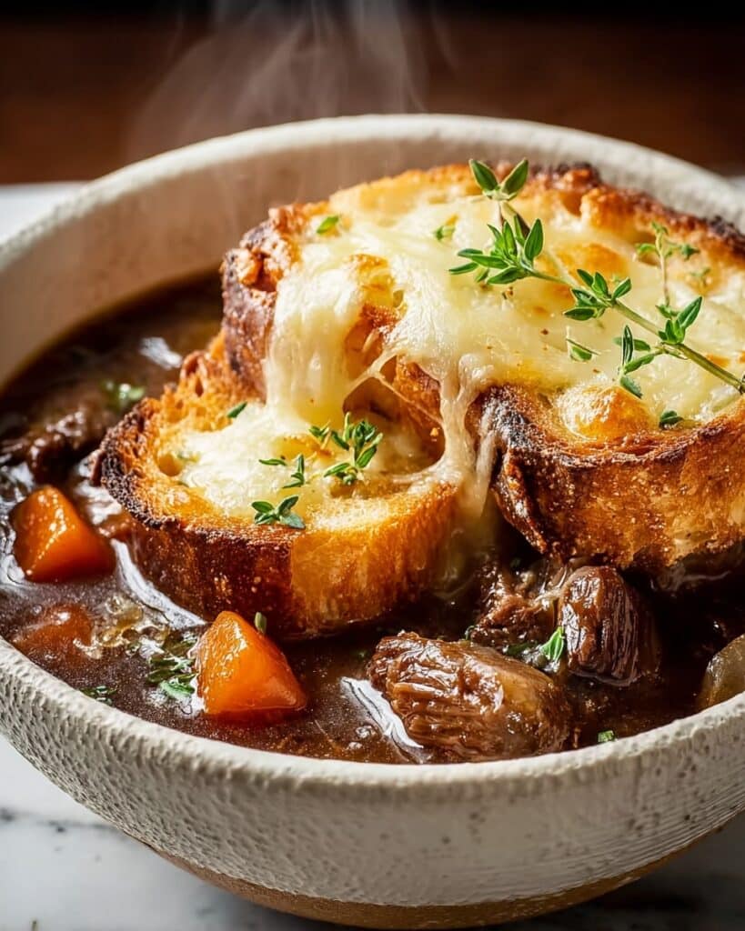 French Onion Short Rib Soup with Gruyère Toast Recipe