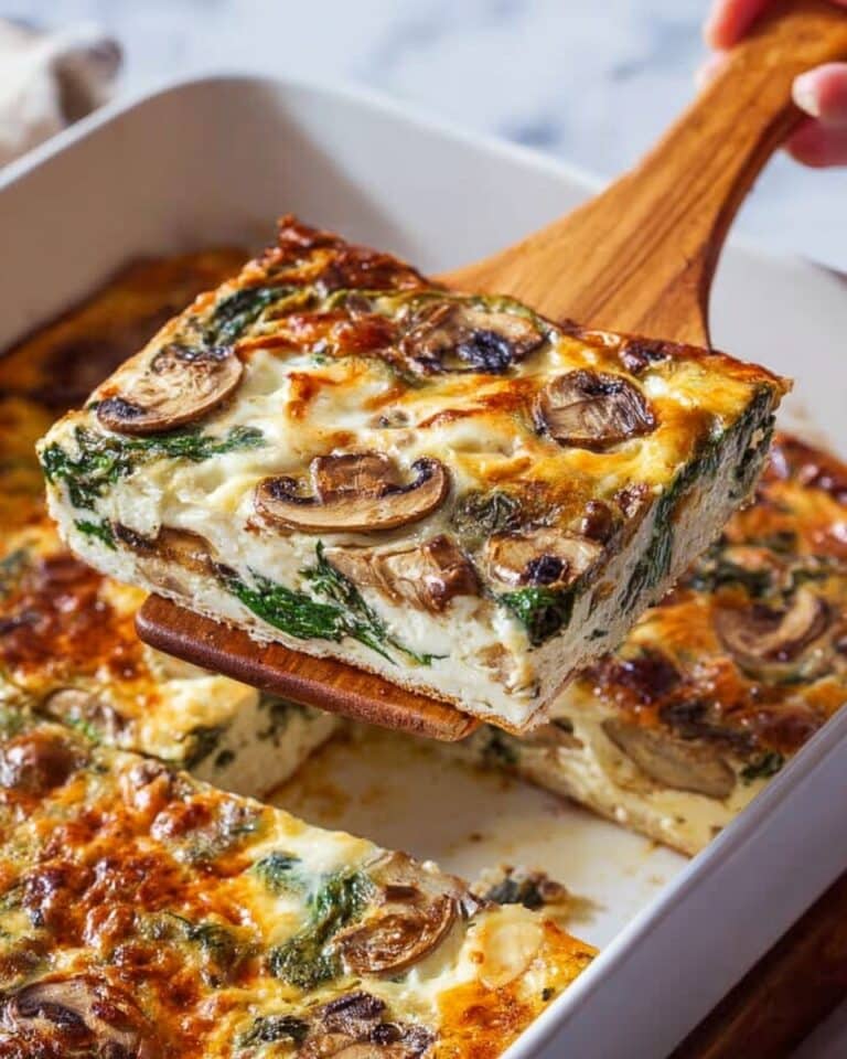 Creamy Cottage Cheese and Egg Bake with Mushrooms and Spinach Recipe