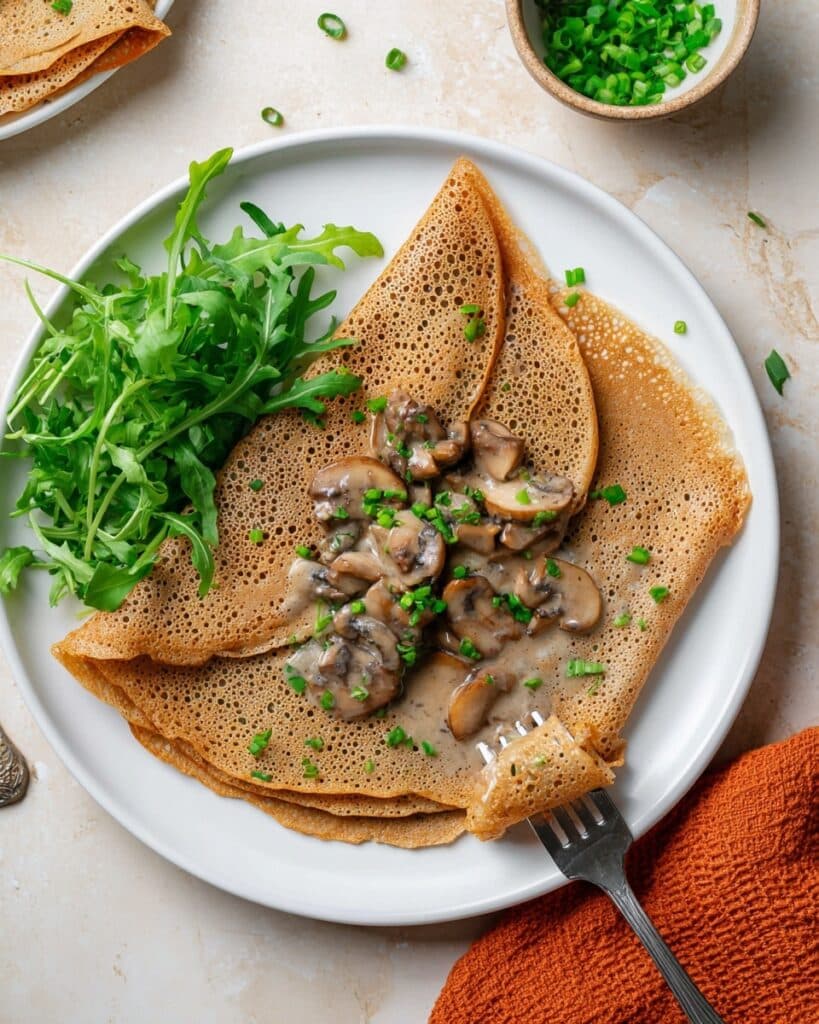 Buckwheat Crêpes with Hummus Mushrooms Recipe