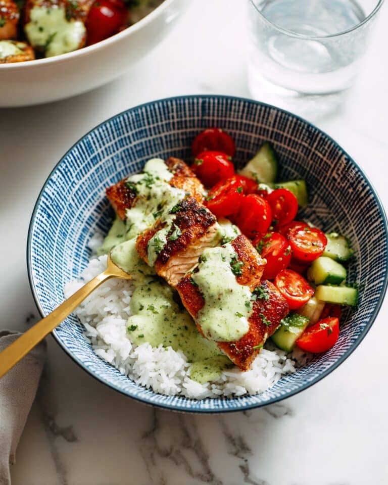 Salmon with Basil Sauce and Tomato Salad Recipe