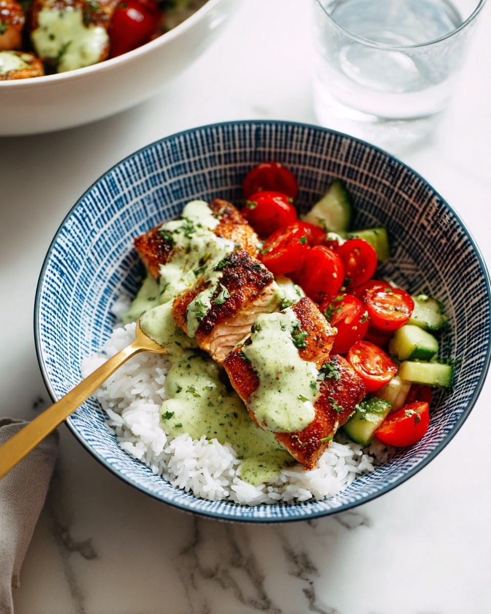 Salmon with Basil Sauce and Tomato Salad Recipe