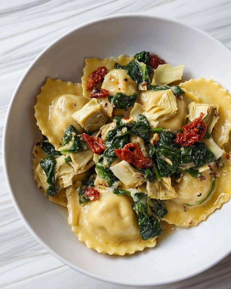 Ravioli with Artichokes, Capers, and Spinach Recipe