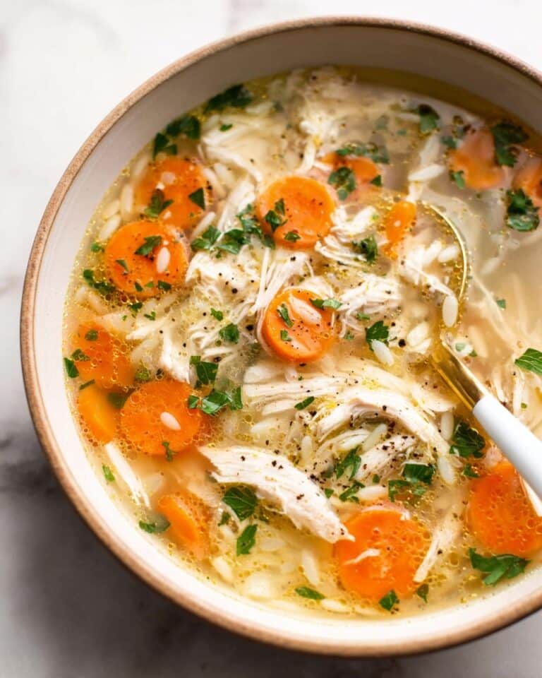 Crockpot Lemon Chicken Orzo Soup Recipe
