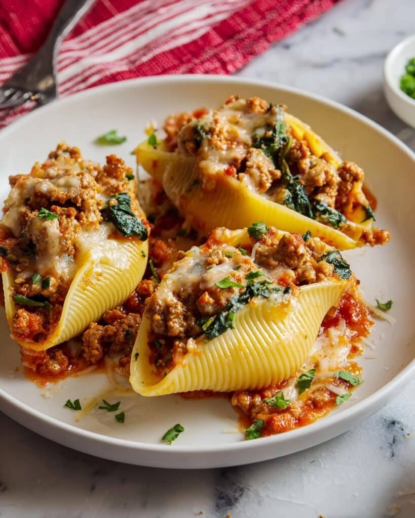 Easy Spinach and Ground Beef Stuffed Shells for Dinner Recipe